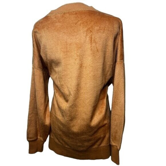 Aerie Womens Crewneck Pullover Sweater Soft Velour Oversized Side Slit Small - Picture 4 of 14